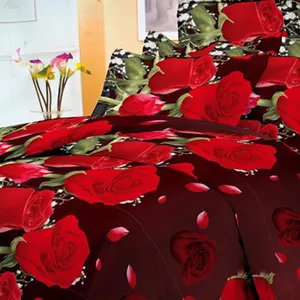 Hot sales microfiber fabric 100 polyester kid bed flower rose 3d disperse print fabric for bedsheet