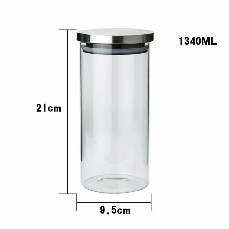 Pot en verre cylindrique avec couvercle métallique, résistant à la chaleur, disponible en différentes tailles, fait à la main, 10 pièces