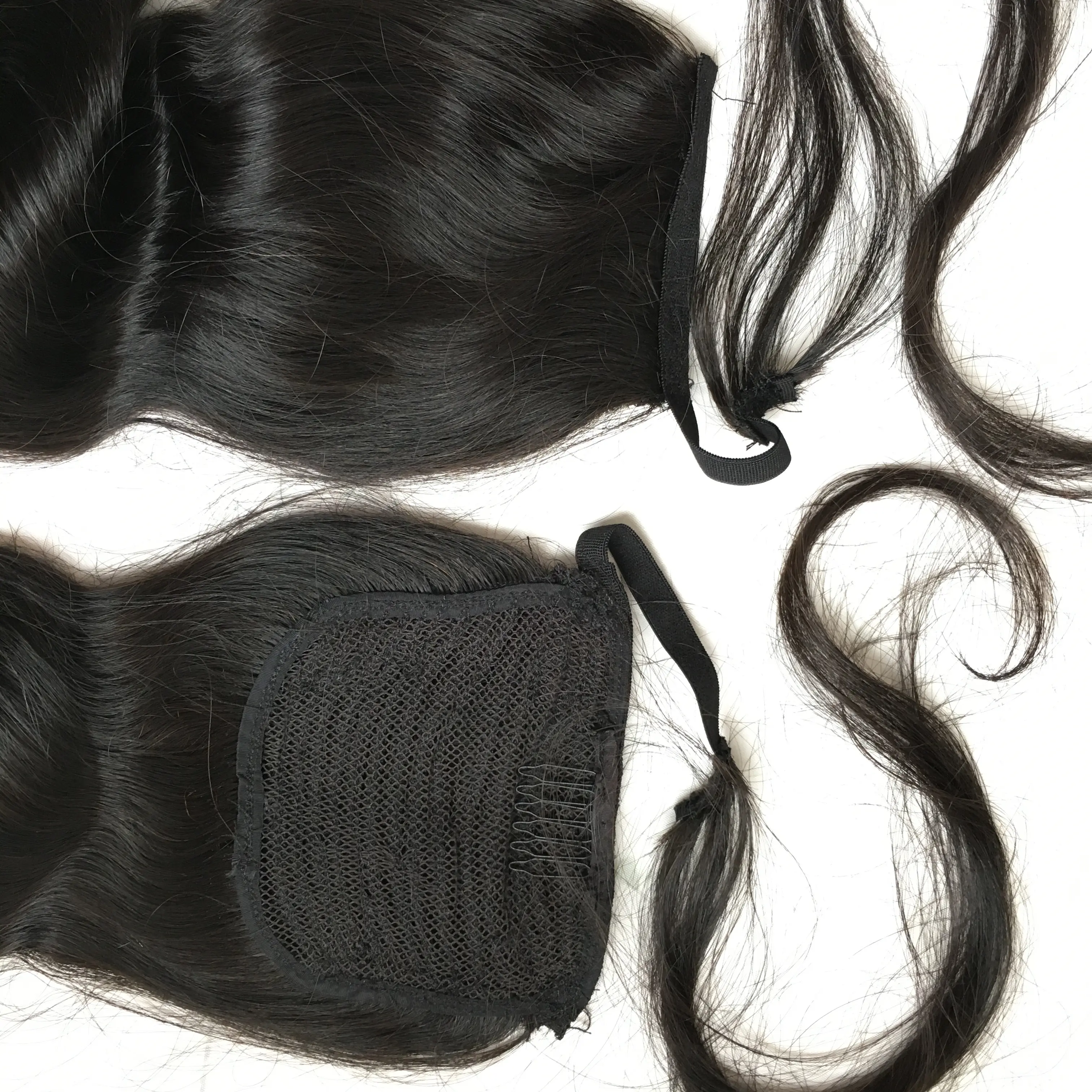 Extensión de cabello de cola de caballo, cutícula alineada 100 cabello humano grado 9A 10A, Clips ondulados sueltos en trama de Livihair Company
