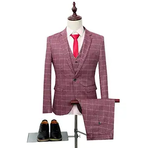 New Design Tuxedo Men Slim Wool Fit 3 Piece Button Suit Design Men Slit Blazer Vest Men Suit