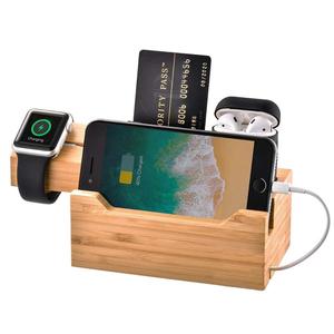Supporto di ricarica in bambù USB 3 porte eco-friendly portatile in <span class=keywords><strong>legno</strong></span> materiale modalità di tenuta per Smart watch telefoni auricolari 5W di uscita - Product Image 5