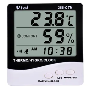 288-CTH المحمولة على مدار الساعة ودرجة الحرارة مقياس الرطوبة