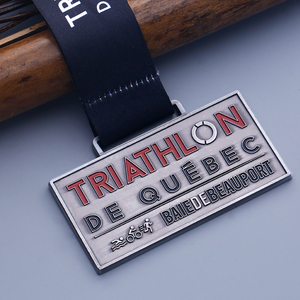 Diseño personalizado de precio bajo de la fábrica de forma de rectángulo de Triatlón de acero personalizado medallas - Product Image 5