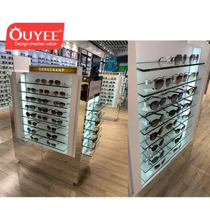 Free Standing Optical Frame Display Floor Standing Sunglasses Display Stands Wood Sunglass Display Showcase