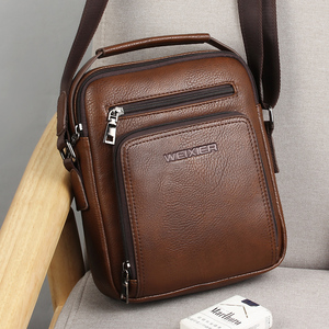 Mens PU leather shoulder messenger bag personalized business casual shoulder tote bag - Product Image 5