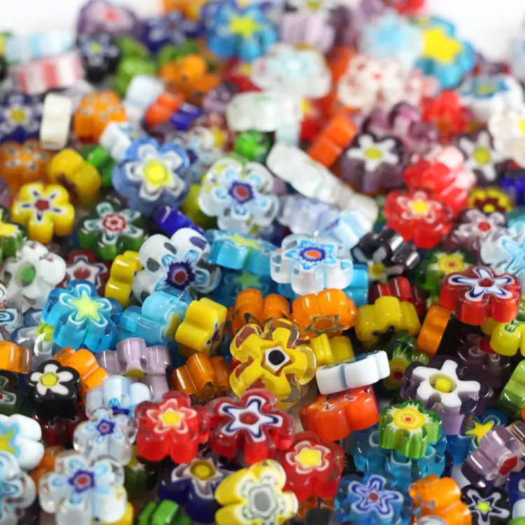 New arrival COE 90 flower shaped millefiori glass bead slices for mosaic