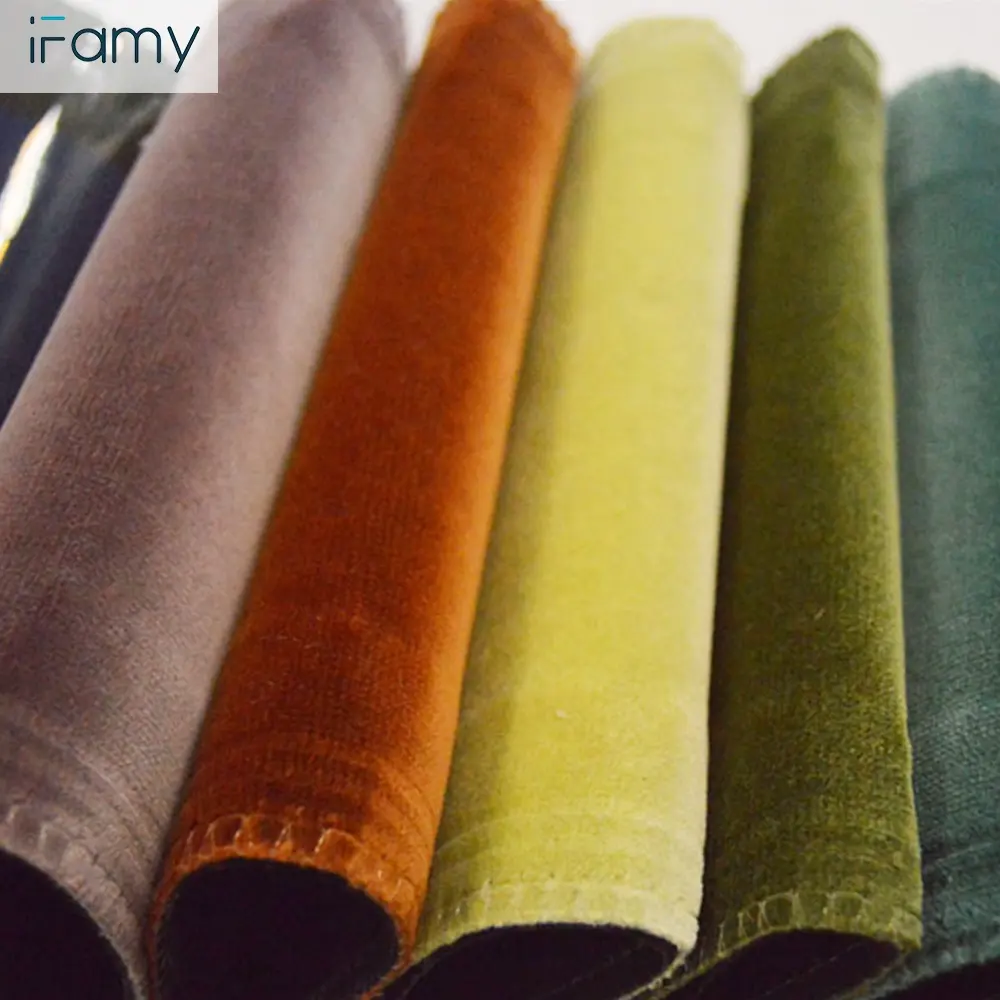 ผ้าฝ้าย100% บดผ้ากำมะหยี่ขายส่งที่มีสีสันทนทานเบาะโซฟาผ้าม่านผ้า