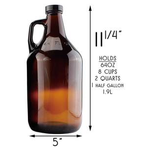 Vidrio ámbar Growler jarras 64-OunceHalf galón (2-Pack) w fenólico negro tapas, ideal para Kombucha, <span class=keywords><strong>home</strong></span> Brew, agua destilada - Product Image 3