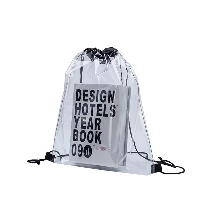 Clear transparent drawstring pvc backpack