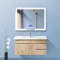 Custom butt plug stile moderno ha condotto la luce rettangolo di specchio del bagno con altoparlante dente blu