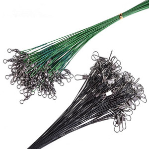 10 pz/set filo di acciaio <span class=keywords><strong>Leader</strong></span> con connettore accessorio da pesca girevole verde nero Olta Leadcore guinzaglio 15CM 20CM 25CM lenza - Product Image 2