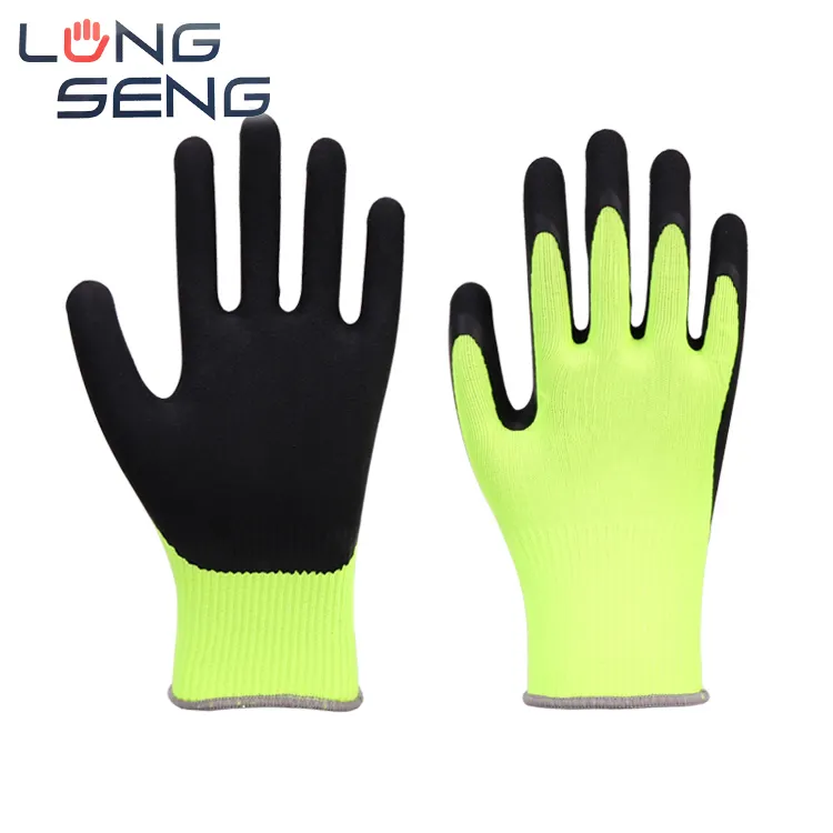 Gardening Gloves 13G Polyester Shell Foam Latex Palm Coated Safety Work Gloves