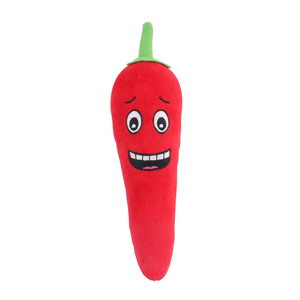 2018 frutas vegetales juguete de peluche: squeaky chile rojo suave para mascotas