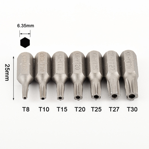 T27 T30 1/4 인치 육각 생크 전기 스크류 드라이버 스타 25mm Torx 스크루 드라이버 비트 구멍 T8 T10 T15 T20