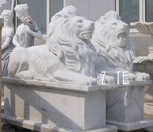 중국 OEM 조각 된 garden decoration 돌 동물 동상 대리석 lion sculpture