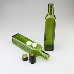 Vendita calda di colore verde scuro bottiglia di olio da <span class=keywords><strong>cucina</strong></span> quadrato di vetro 500 <span class=keywords><strong>ml</strong></span> bottiglie di vetro di olio di oliva - Product Image 1