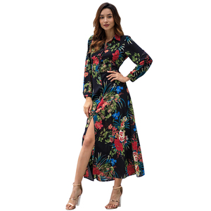 Usine fabricant YILEYA femmes robe fleurs dames manches longues robes chic décontracté floral robe maxi - Product Image 2
