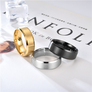 Bague en acier inoxydable et titane personnalisé de haute qualité, 5 pièces, Surface lisse de 8MM pour hommes, vente en gros