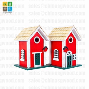 Ahşap kuş evi kafes delikli doğal renk bahçe dekoratif - Product Image 5