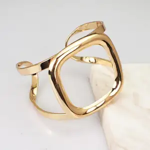HANSIDON Unique Fashion Hollow Out Alloy Bracelets For Women Statement Femme Metal Cuff Bangle Accessories Jewelry