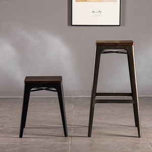 Marco de hierro sillas de la tienda de café taburete barato Industrial <span class=keywords><strong>Vintage</strong></span> sillas de Bar roble mate Grey Silla de Metal - Product Image 5