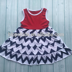 Volantes Chevron <span class=keywords><strong>Julio</strong></span> 4th Venta caliente sin mangas <span class=keywords><strong>boutique</strong></span> niños vestido - Product Image 1