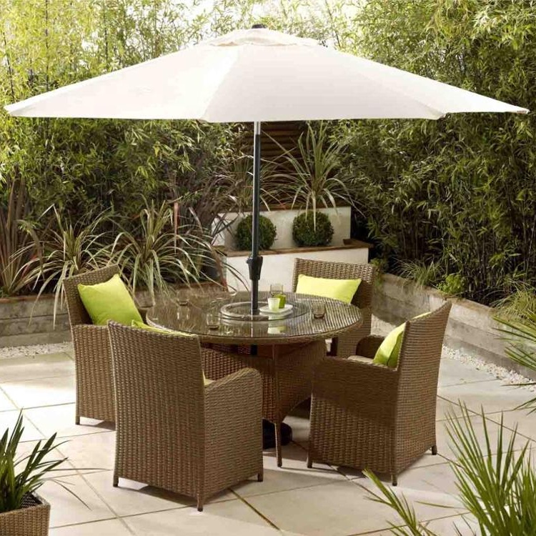Round dining tables  rattan table and chairs set umbrella patio garden