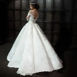 Luxury Lace Wedding Dress Bridal Gown 2021 Lace Classic Muslim Wedding Gowns Plus Size Bridal Dress Long Sleeve Wedding Dresses