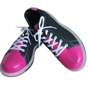 粉红色手工女士皮革专业女士 bowling 球鞋