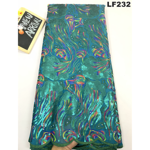 Dubai Ren, Nigeria Màu Xanh Lá Cây Vàng Ren Vải, Sequined Vải Đảng Asoebi Ren - Product Image 3