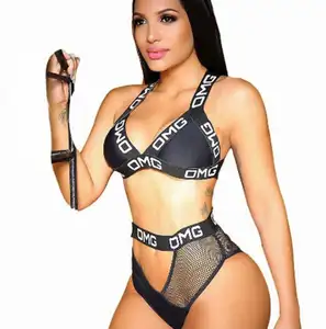 Dulce sexy bikini diminuto playa bikini conjunto adulto cadena bikini