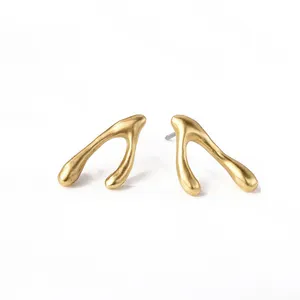 Wholesale 18k Gold Wish Stud Earrings silver Jewelry Women Girl mini earrings