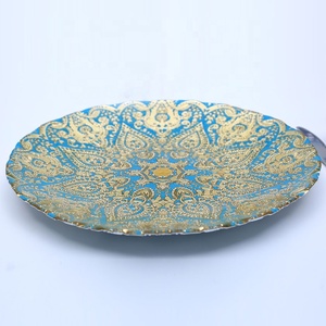 Piring pengisi daya kaca perak berwarna bergaris tangan gaya Eropa kualitas tinggi pernikahan - Product Image 2