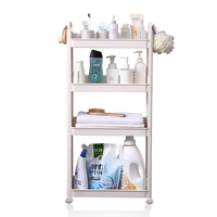 Nouveau chariot mince chaud coulissant étagère Mobile espace étroit organisateur de coin 4 niveaux Gap étagère de rangement en plastique pour salle de bain