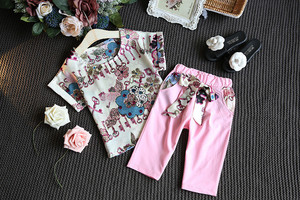Vêtements pour tout-petits en gros : Ensemble décontracté avec chemisier à manches courtes et pantalon court - Product Image 3
