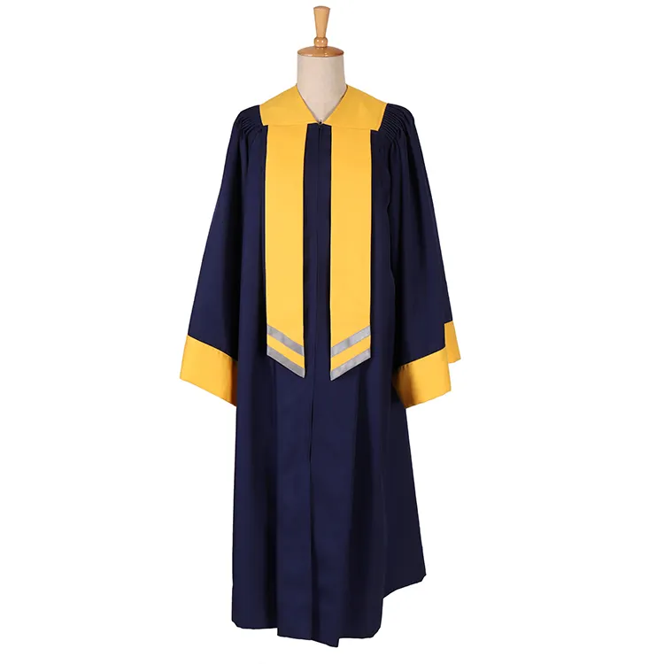 Low Price Wholesale new stylish navy blue Academic regalia university graduation students gown