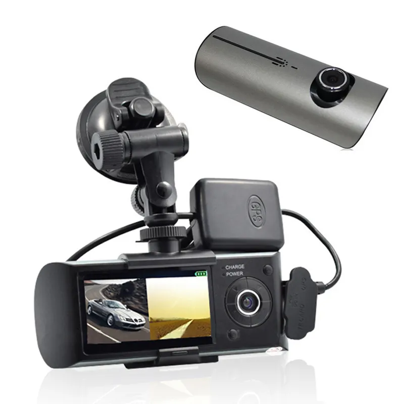 X3000 대시 캠, 더블 캠 자동차 카메라 자동 운전 이벤트 데이터 레코더 R300 GPS