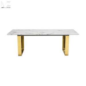 <span class=keywords><strong>Tavolino</strong></span> moderno in marmo nordico di lusso di alta qualità con piano rettangolare in marmo <span class=keywords><strong>cromato</strong></span> dorato con base in metallo inossidabile - Product Image 2