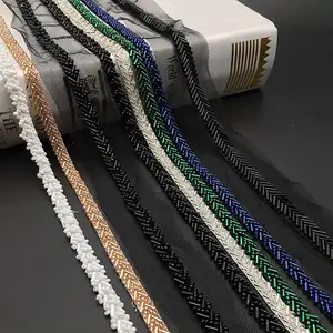 Wholesale Pearl Beaded Lace Trim Mesh Lace Ribbon Fabric Clothes Decoration