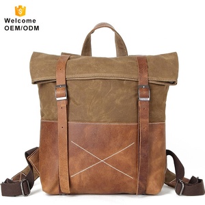 Deportes de la universidad superior portátil rollo impermeable personalizada de los hombres de la lona mochila vintage - Product Image 4