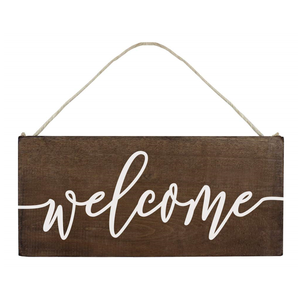 Elegante in legno rustico segno di benvenuto per porta d'ingresso moderna fattoria portico appeso segno 'benvenuto' scritto dipinto per appendere la parete - Product Image 1