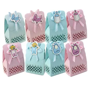 Caixa de presente de papel doces rosa e azul, chá de bebê, lembranças, conjunto de 12 peças