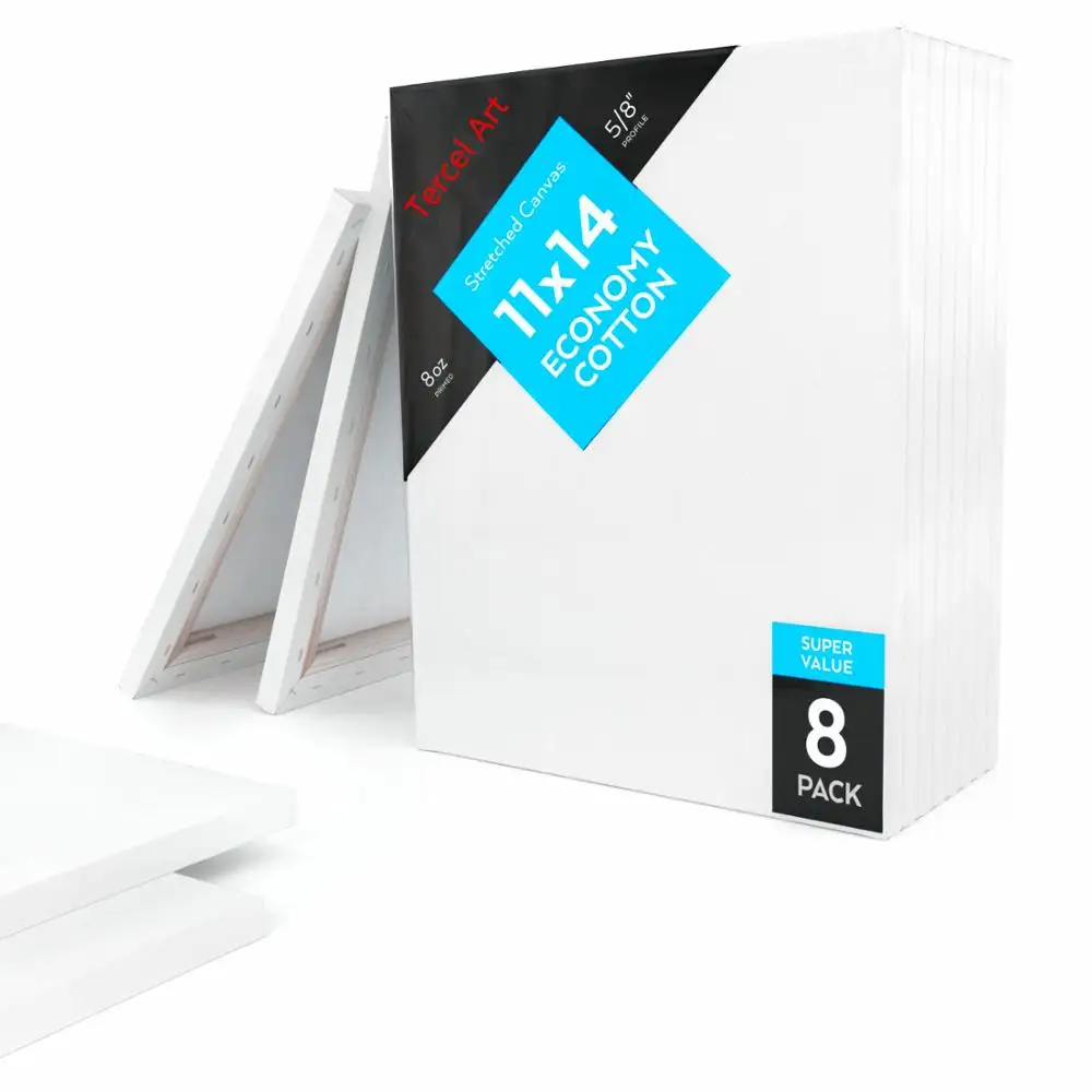 11x14"Economy cotton stretched canvas ,super value 8 pack