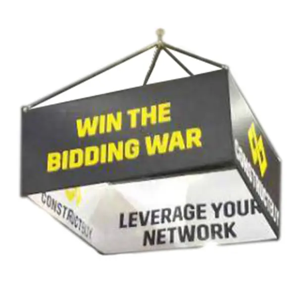 Пользовательский размер круговой площади Крытый потолок висит баннер для шоу дисплей для торгового шоу