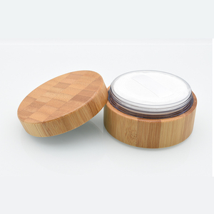 Haute qualité 1oz 30g 30 grammes élégant vide bambou cosmétique poudre conteneur 30g 30ml bambou poudre libre pot avec tamis <span class=keywords><strong>et</strong></span> tampon - Product Image 4