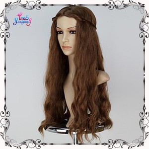 Long Ondulé Brun Thrones Cersei <span class=keywords><strong>Lannister</strong></span> Cosplay Perruque avec Tresse - Product Image 3
