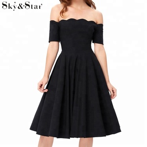 El más reciente elegante negro señoras del hombro una línea vestido - Product Image 4