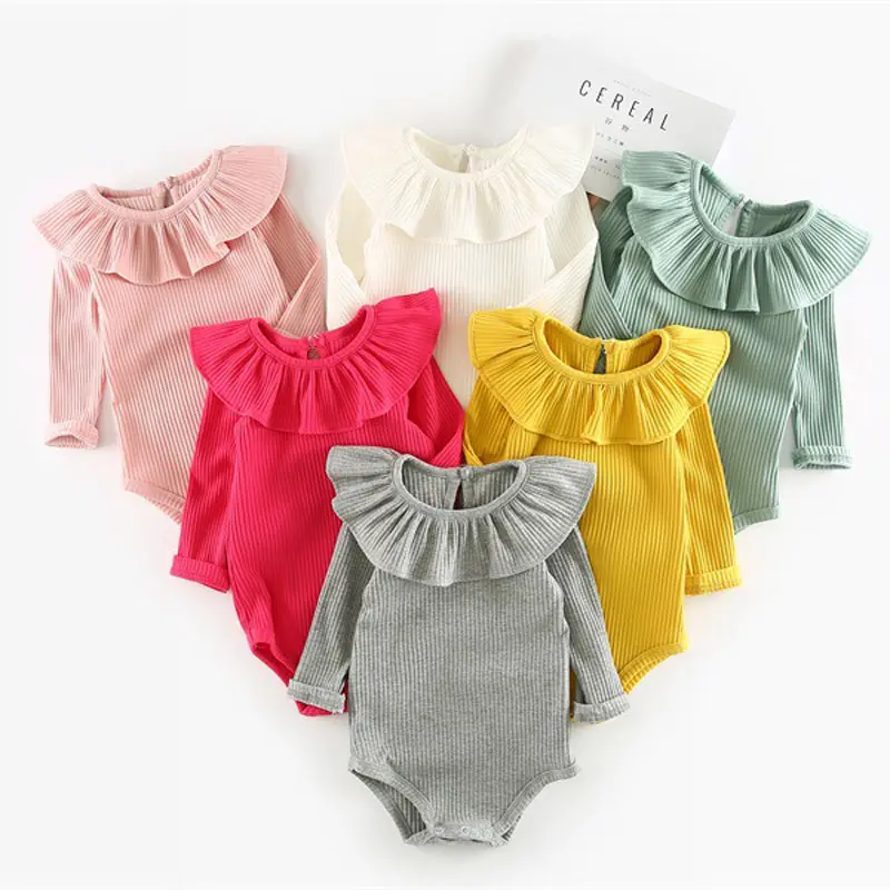 2023 Baby Kleding Pasgeboren Baby Kleding Meisje Rompertjes Geribbelde Baby Kleding Bodysuit Groothandel Volledige Winter Gebreide Kids Rompertjes