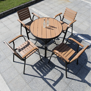 restaurant furniture dining <strong>round</strong> <strong>table</strong> and chairs set outdoor <strong>patio</strong> furniture set waterproof stackable chair - Product Image 1