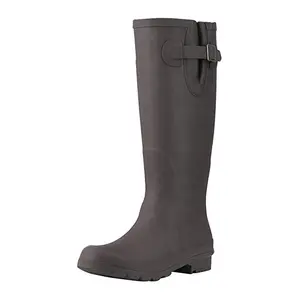 Wholesale fashion wellington boots custom rain boots with side buckle women gumboots fishing rubber boots antiskid wellies